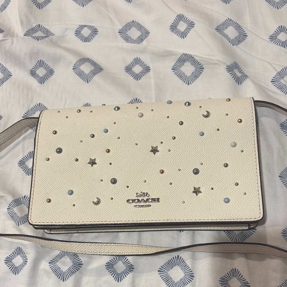 Coach White Crossbody Bag with Star Accents